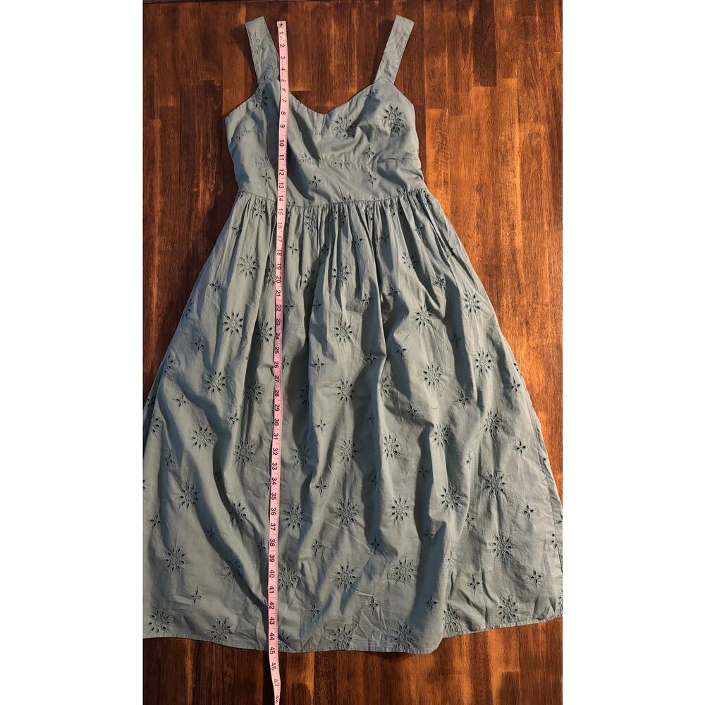 J Crew Women's 6 Midi Dress Eyelet Sleeveless 100% Cotton Fit Flare Sundress - Picture 11 of 13